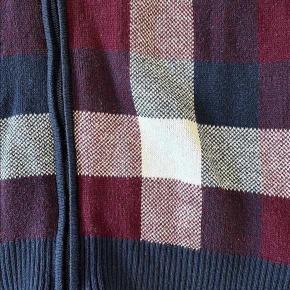 Janie and jack knit plaid zip front cardigan sweater - Picture 2 of 5